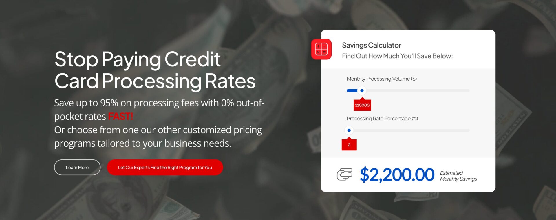 Screenshot from norate.com homepage
