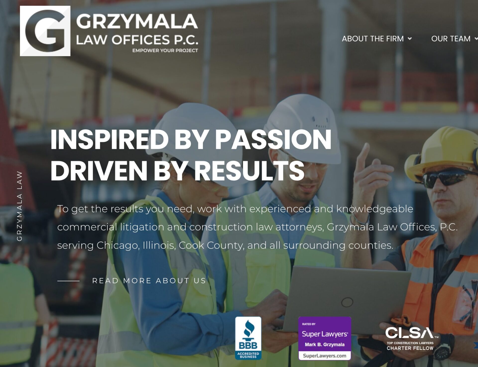homepage for Grzymala Law Offices