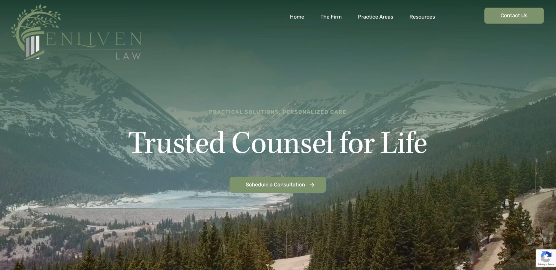 screenshot of the homepage of enlivenlaw.com