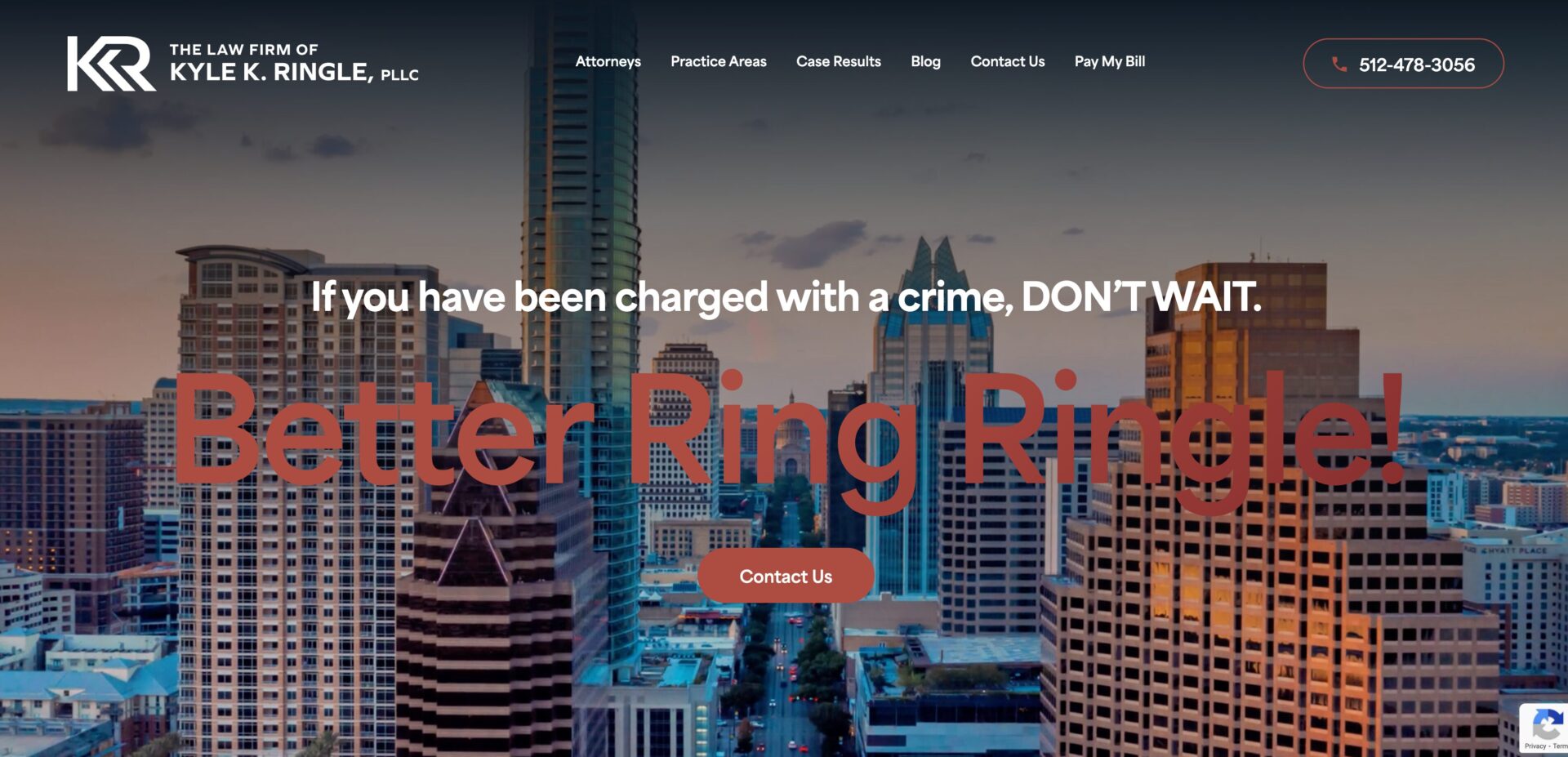 screenshot of the homepage of ringlelaw.com
