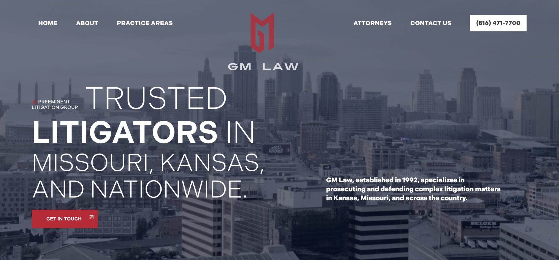 GM Law homepage screenshot