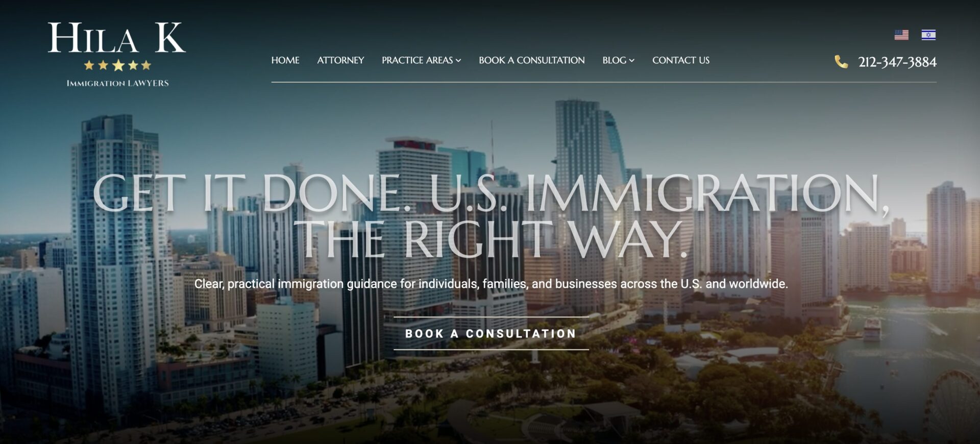 Hila K Law FIrm homepage screenshot