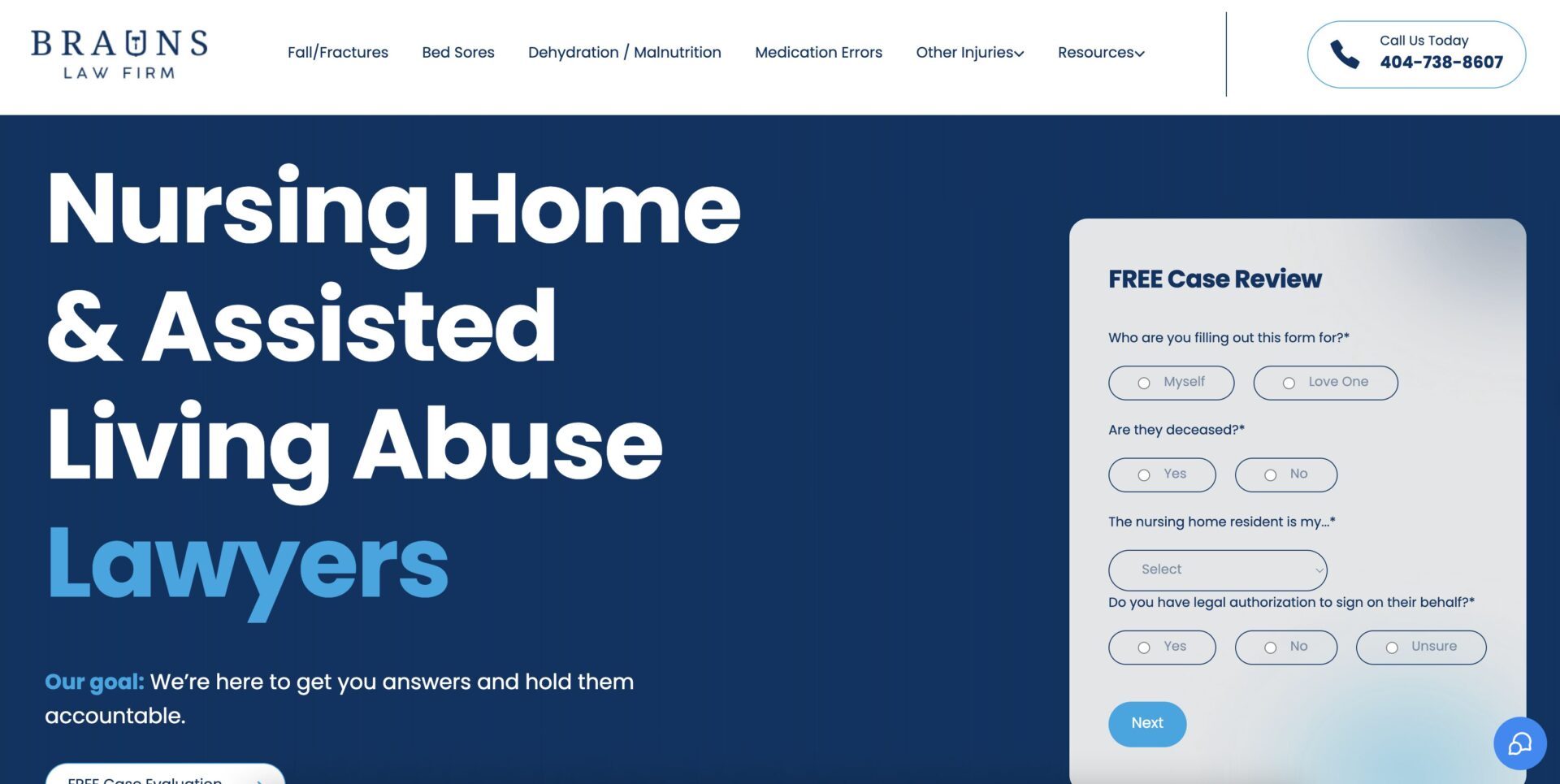 Brauns Law Firm homepage screeshot