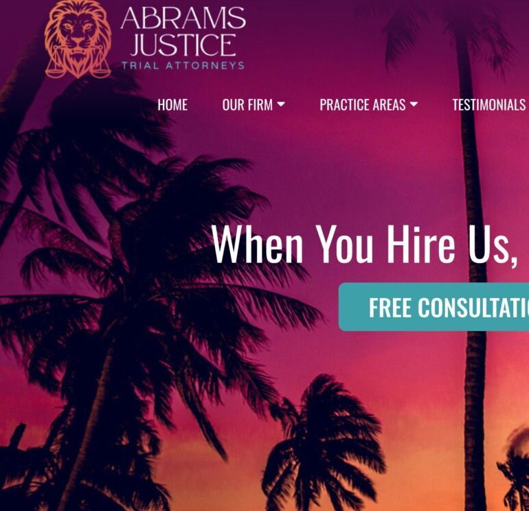 Website screenshot for Abrams Justice Trial Attorneys