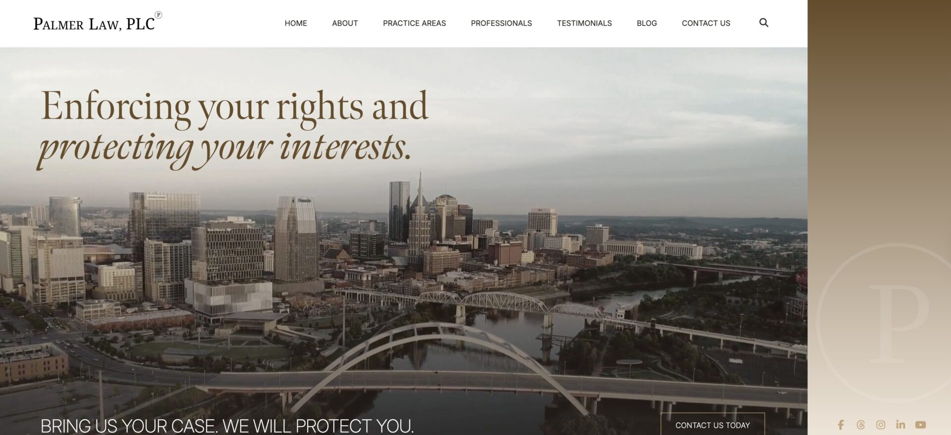 Palmer Law homepage screenshot