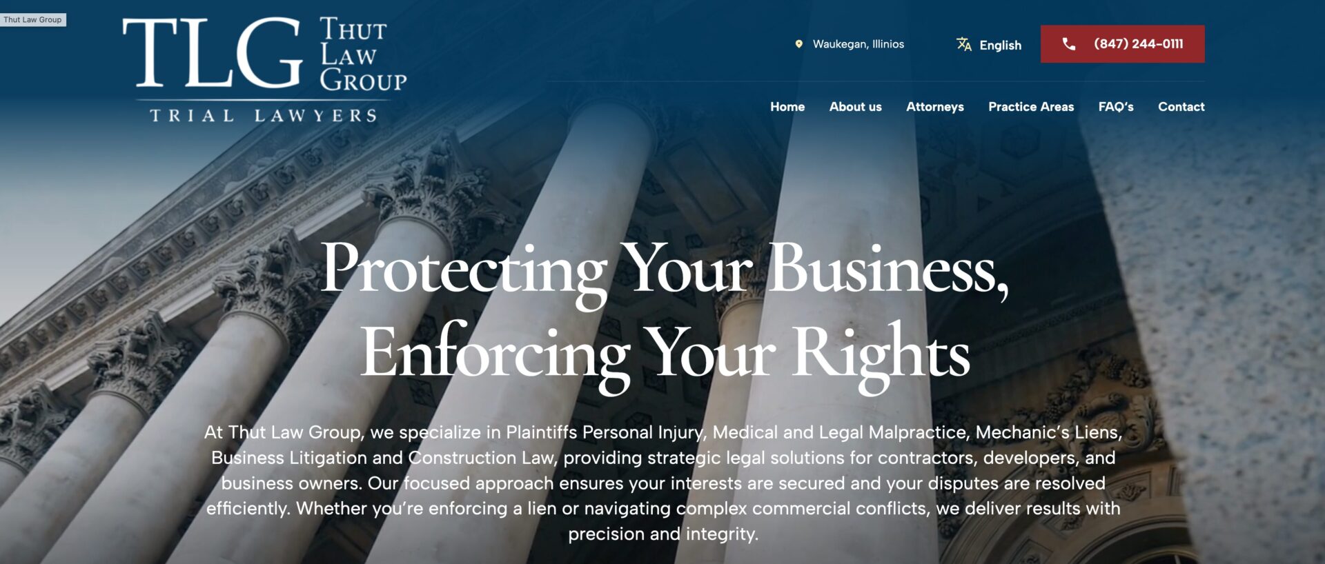 homepage screenshot thut law group