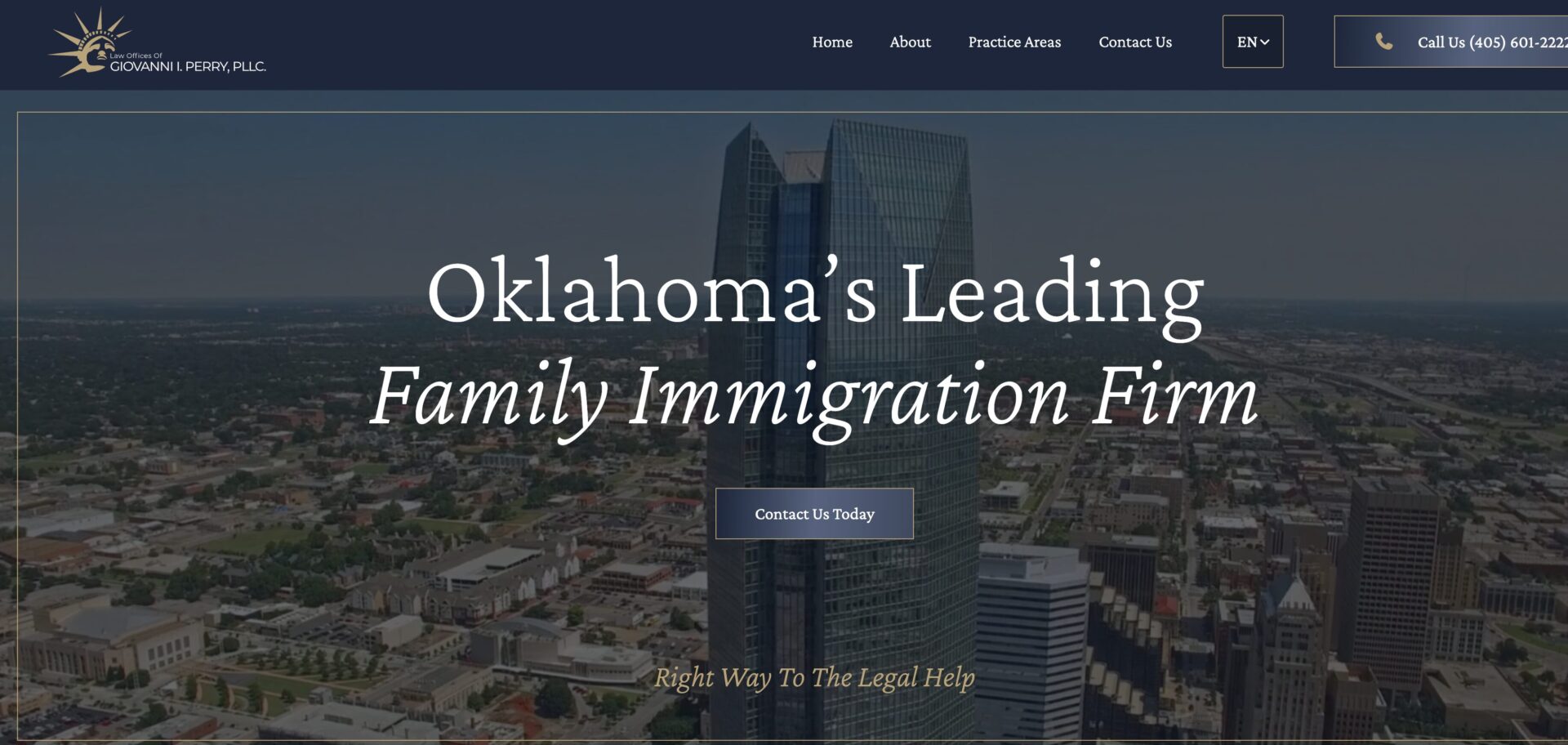 homepage screenshot of Perry Law office